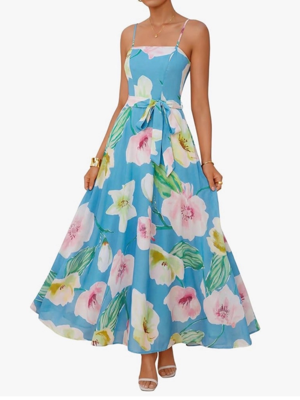 NWT STRAP OR STRAPLESS BLUE FLORAL SUNDRESS-S - Picture 5 of 16